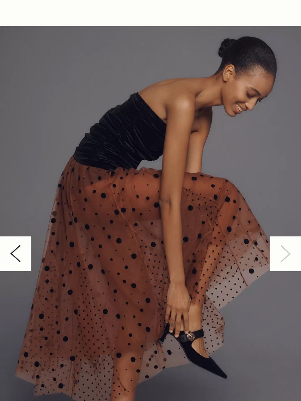 Anthropologie Polka Dot Tulle Maxi Skirt Women’s Medium Taupe